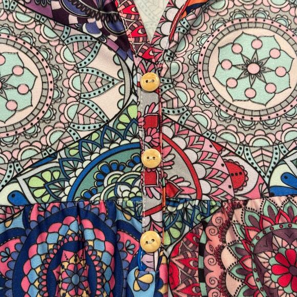 Top Mandala Medallion Boho Hippie Festival Psychedelic Abstract 60s Summer 2XL - Picture 3 of 6